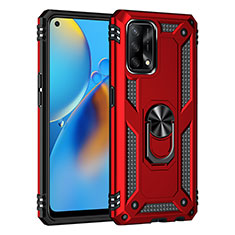 Funda Bumper Silicona y Plastico Mate Carcasa con Magnetico Anillo de dedo Soporte MQ4 para Oppo F19 Rojo