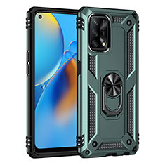 Funda Bumper Silicona y Plastico Mate Carcasa con Magnetico Anillo de dedo Soporte MQ4 para Oppo Reno6 Lite Verde