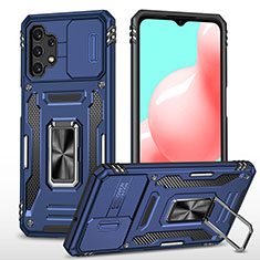 Funda Bumper Silicona y Plastico Mate Carcasa con Magnetico Anillo de dedo Soporte MQ4 para Samsung Galaxy A32 4G Azul