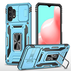 Funda Bumper Silicona y Plastico Mate Carcasa con Magnetico Anillo de dedo Soporte MQ4 para Samsung Galaxy A32 4G Azul Cielo