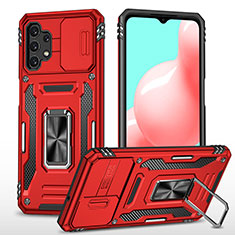 Funda Bumper Silicona y Plastico Mate Carcasa con Magnetico Anillo de dedo Soporte MQ4 para Samsung Galaxy A32 4G Rojo