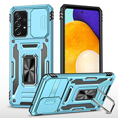 Funda Bumper Silicona y Plastico Mate Carcasa con Magnetico Anillo de dedo Soporte MQ4 para Samsung Galaxy A52 5G Azul Cielo