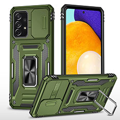 Funda Bumper Silicona y Plastico Mate Carcasa con Magnetico Anillo de dedo Soporte MQ4 para Samsung Galaxy A52s 5G Verde