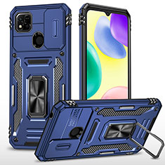 Funda Bumper Silicona y Plastico Mate Carcasa con Magnetico Anillo de dedo Soporte MQ4 para Xiaomi Redmi 10A 4G Azul