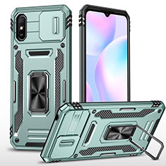 Funda Bumper Silicona y Plastico Mate Carcasa con Magnetico Anillo de dedo Soporte MQ4 para Xiaomi Redmi 9i Menta Verde