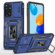 Funda Bumper Silicona y Plastico Mate Carcasa con Magnetico Anillo de dedo Soporte MQ4 para Xiaomi Redmi Note 12 Pro 4G Azul