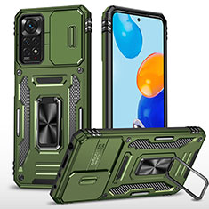 Funda Bumper Silicona y Plastico Mate Carcasa con Magnetico Anillo de dedo Soporte MQ4 para Xiaomi Redmi Note 12 Pro 4G Verde