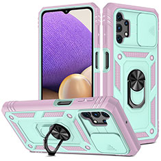 Funda Bumper Silicona y Plastico Mate Carcasa con Magnetico Anillo de dedo Soporte MQ5 para Samsung Galaxy A32 5G Menta Verde