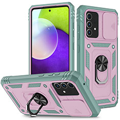 Funda Bumper Silicona y Plastico Mate Carcasa con Magnetico Anillo de dedo Soporte MQ5 para Samsung Galaxy A52 4G Rosa