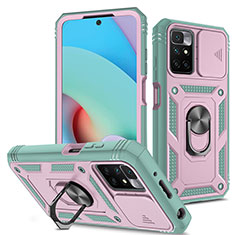 Funda Bumper Silicona y Plastico Mate Carcasa con Magnetico Anillo de dedo Soporte MQ5 para Xiaomi Redmi 10 (2022) Rosa