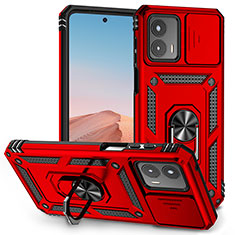 Funda Bumper Silicona y Plastico Mate Carcasa con Magnetico Anillo de dedo Soporte MQ6 para Motorola Moto G 5G (2023) Rojo