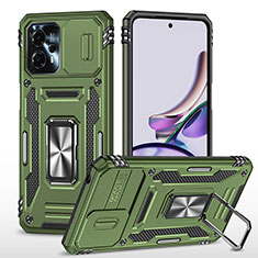 Funda Bumper Silicona y Plastico Mate Carcasa con Magnetico Anillo de dedo Soporte MQ6 para Motorola Moto G13 Verde