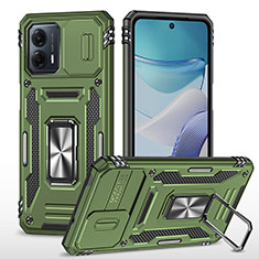 Funda Bumper Silicona y Plastico Mate Carcasa con Magnetico Anillo de dedo Soporte MQ6 para Motorola Moto G53j 5G Verde