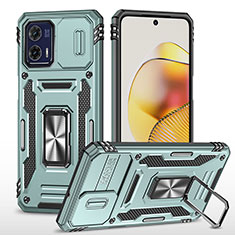 Funda Bumper Silicona y Plastico Mate Carcasa con Magnetico Anillo de dedo Soporte MQ6 para Motorola Moto G73 5G Menta Verde