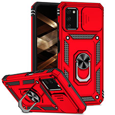 Funda Bumper Silicona y Plastico Mate Carcasa con Magnetico Anillo de dedo Soporte MQ6 para Samsung Galaxy A02s Rojo