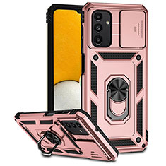 Funda Bumper Silicona y Plastico Mate Carcasa con Magnetico Anillo de dedo Soporte MQ6 para Samsung Galaxy A04s Oro Rosa