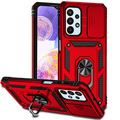 Funda Bumper Silicona y Plastico Mate Carcasa con Magnetico Anillo de dedo Soporte MQ6 para Samsung Galaxy A23 5G Rojo