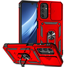 Funda Bumper Silicona y Plastico Mate Carcasa con Magnetico Anillo de dedo Soporte MQ6 para Samsung Galaxy A24 4G Rojo