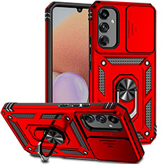 Funda Bumper Silicona y Plastico Mate Carcasa con Magnetico Anillo de dedo Soporte MQ6 para Samsung Galaxy A34 5G Rojo