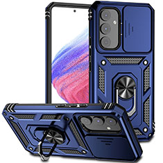 Funda Bumper Silicona y Plastico Mate Carcasa con Magnetico Anillo de dedo Soporte MQ6 para Samsung Galaxy A54 5G Azul