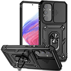 Funda Bumper Silicona y Plastico Mate Carcasa con Magnetico Anillo de dedo Soporte MQ6 para Samsung Galaxy A54 5G Negro