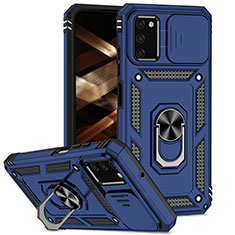 Funda Bumper Silicona y Plastico Mate Carcasa con Magnetico Anillo de dedo Soporte MQ6 para Samsung Galaxy M02s Azul