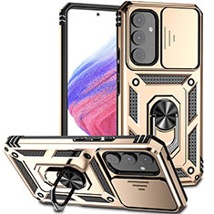 Funda Bumper Silicona y Plastico Mate Carcasa con Magnetico Anillo de dedo Soporte MQ6 para Samsung Galaxy Quantum4 5G Oro