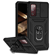 Funda Bumper Silicona y Plastico Mate Carcasa con Magnetico Anillo de dedo Soporte MQ6 para Samsung Galaxy S20 FE 4G Negro