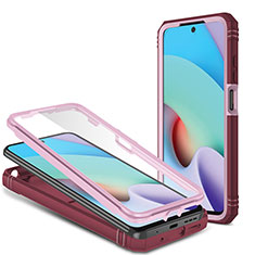 Funda Bumper Silicona y Plastico Mate Carcasa con Magnetico Anillo de dedo Soporte MQ6 para Xiaomi Redmi 10 (2022) Rosa