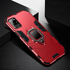 Funda Bumper Silicona y Plastico Mate Carcasa con Magnetico Anillo de dedo Soporte N01 para Huawei Honor Play4 Pro 5G Rojo