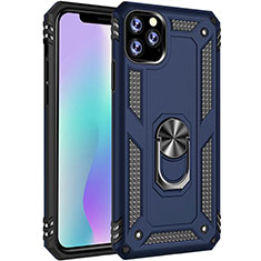 Funda Bumper Silicona y Plastico Mate Carcasa con Magnetico Anillo de dedo Soporte para Apple iPhone 11 Pro Max Azul