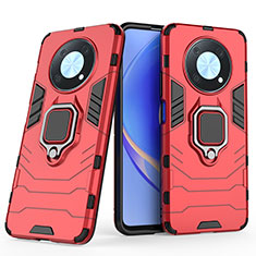 Funda Bumper Silicona y Plastico Mate Carcasa con Magnetico Anillo de dedo Soporte para Huawei Enjoy 50 Pro Rojo