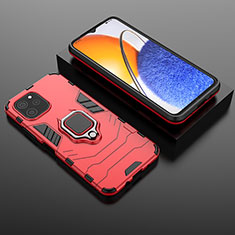 Funda Bumper Silicona y Plastico Mate Carcasa con Magnetico Anillo de dedo Soporte para Huawei Enjoy 50z Rojo