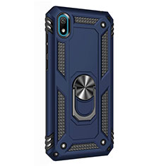 Funda Bumper Silicona y Plastico Mate Carcasa con Magnetico Anillo de dedo Soporte para Huawei Enjoy 8S Azul