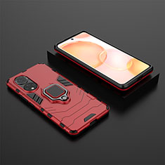 Funda Bumper Silicona y Plastico Mate Carcasa con Magnetico Anillo de dedo Soporte para Huawei Honor 50 5G Rojo