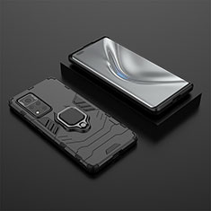 Funda Bumper Silicona y Plastico Mate Carcasa con Magnetico Anillo de dedo Soporte para Huawei Honor V40 5G Negro