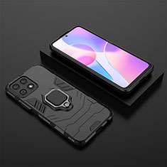 Funda Bumper Silicona y Plastico Mate Carcasa con Magnetico Anillo de dedo Soporte para Huawei Honor X30i Negro