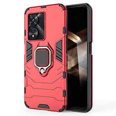 Funda Bumper Silicona y Plastico Mate Carcasa con Magnetico Anillo de dedo Soporte para Huawei Honor X5 Plus Rojo