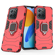 Funda Bumper Silicona y Plastico Mate Carcasa con Magnetico Anillo de dedo Soporte para Huawei Honor X6 5G Rojo