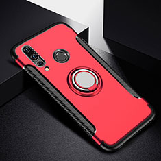 Funda Bumper Silicona y Plastico Mate Carcasa con Magnetico Anillo de dedo Soporte para Huawei Nova 4e Rojo