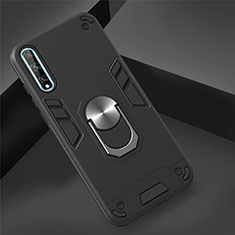 Funda Bumper Silicona y Plastico Mate Carcasa con Magnetico Anillo de dedo Soporte para Huawei P smart S Negro