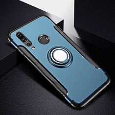 Funda Bumper Silicona y Plastico Mate Carcasa con Magnetico Anillo de dedo Soporte para Huawei P30 Lite XL Azul