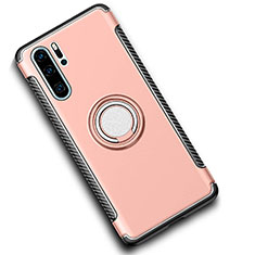 Funda Bumper Silicona y Plastico Mate Carcasa con Magnetico Anillo de dedo Soporte para Huawei P30 Pro New Edition Oro Rosa