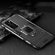 Funda Bumper Silicona y Plastico Mate Carcasa con Magnetico Anillo de dedo Soporte para Huawei P40 Negro