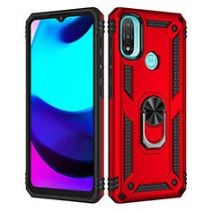 Funda Bumper Silicona y Plastico Mate Carcasa con Magnetico Anillo de dedo Soporte para Motorola Moto E30 Rojo