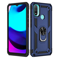 Funda Bumper Silicona y Plastico Mate Carcasa con Magnetico Anillo de dedo Soporte para Motorola Moto E40 Azul