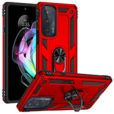 Funda Bumper Silicona y Plastico Mate Carcasa con Magnetico Anillo de dedo Soporte para Motorola Moto Edge 20 5G Rojo