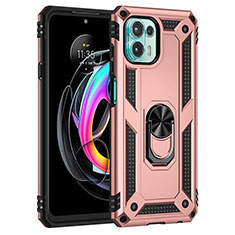 Funda Bumper Silicona y Plastico Mate Carcasa con Magnetico Anillo de dedo Soporte para Motorola Moto Edge 20 Lite 5G Oro Rosa