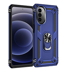 Funda Bumper Silicona y Plastico Mate Carcasa con Magnetico Anillo de dedo Soporte para Motorola Moto Edge (2022) 5G Azul