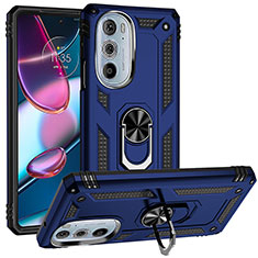 Funda Bumper Silicona y Plastico Mate Carcasa con Magnetico Anillo de dedo Soporte para Motorola Moto Edge 30 Pro 5G Azul